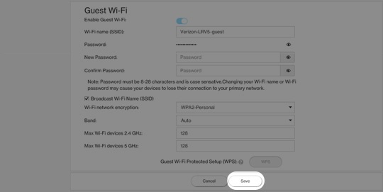 5G Home Wi-Fi settings with emphasis on guestnetwork selection