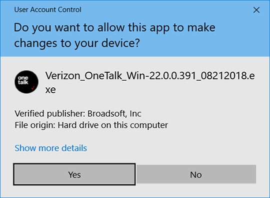 User Account Control prompt
