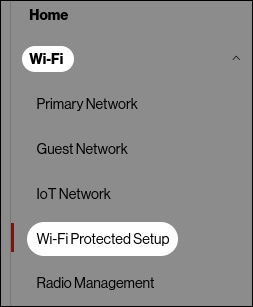 Wi-Fi settings menu