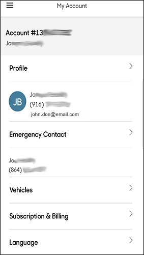My Account screen