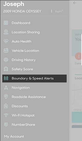 Menu Boundary and Speed alerts
